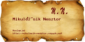 Mikulásik Nesztor névjegykártya